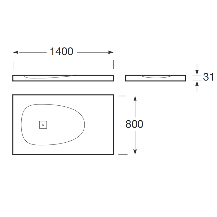 Душевые поддоны Baia душевой поддон 140х80х3.1см с боковым сливом, с anti-slip, мат-л: stonex, цвет: dark metallic 
