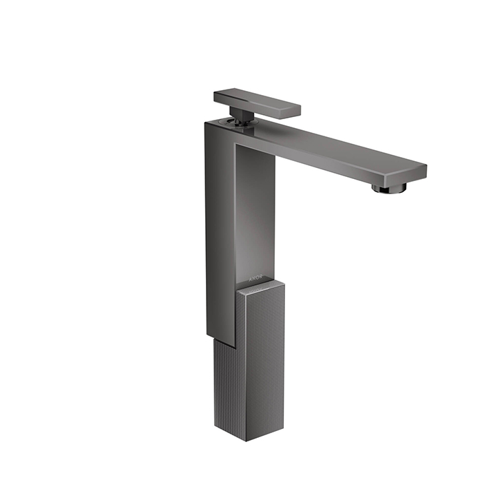 Смесители Смеситель для раковины, на 1 отверстие, с донным клапаном push/open, излив 180 мм, алмазная огранка, цвет черный 