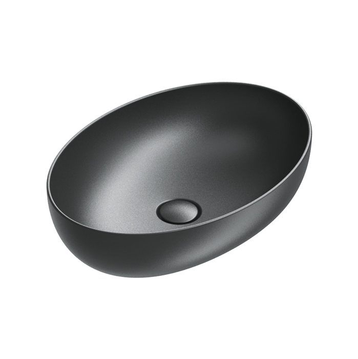 Раковины Раковина 60x42 h16 накладная, без перелива, без отверстий под смеситель, покрытие Cataglaze+, цвет черный матовый 
