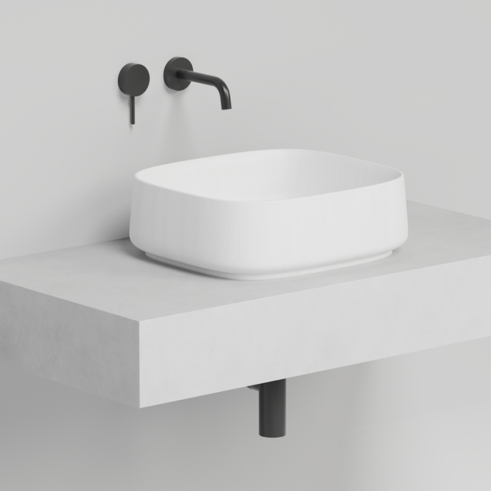 Раковины Раковина накладная 450х405х140 мм, S-Sense, декоративная накладка на слив, выпуск, цвет белый глянцевый 