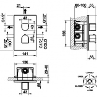 Смесители Термостат для ванны на положения внешняя часть чёрный матовый 