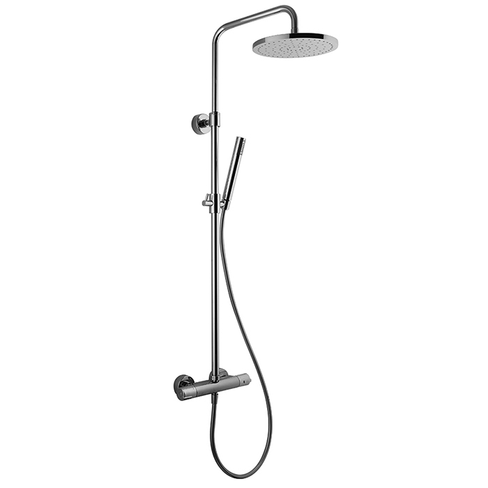 Душевая программа Смеситель для душа внешнего монтажа, термостатический, с душевой стойкой, верхним душем 250 мм, и душ компл, цвет хром 