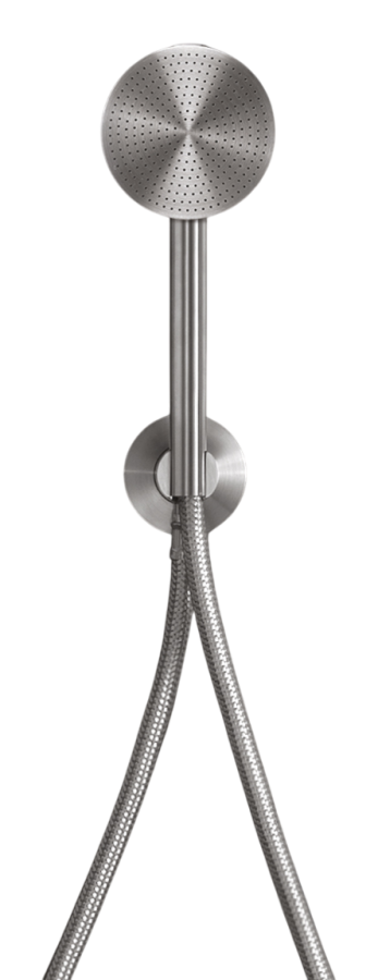 Душ ручной Free Ideas, с настенным держателем и подключением к воде, Ø 80 мм, шланг в стальной оплетке, сталь, цвет сатинированная сталь