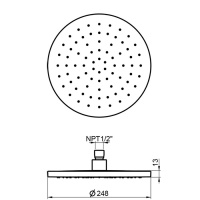 Душевая программа Верхний душ O 248 мм, нержавеющая сталь шлифованная 
