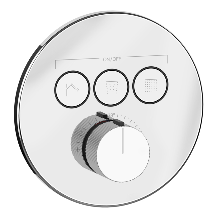 Смесители Смеситель настенный встраиваемый, термостатический, с 3 запорными кнопками, цвет хром 