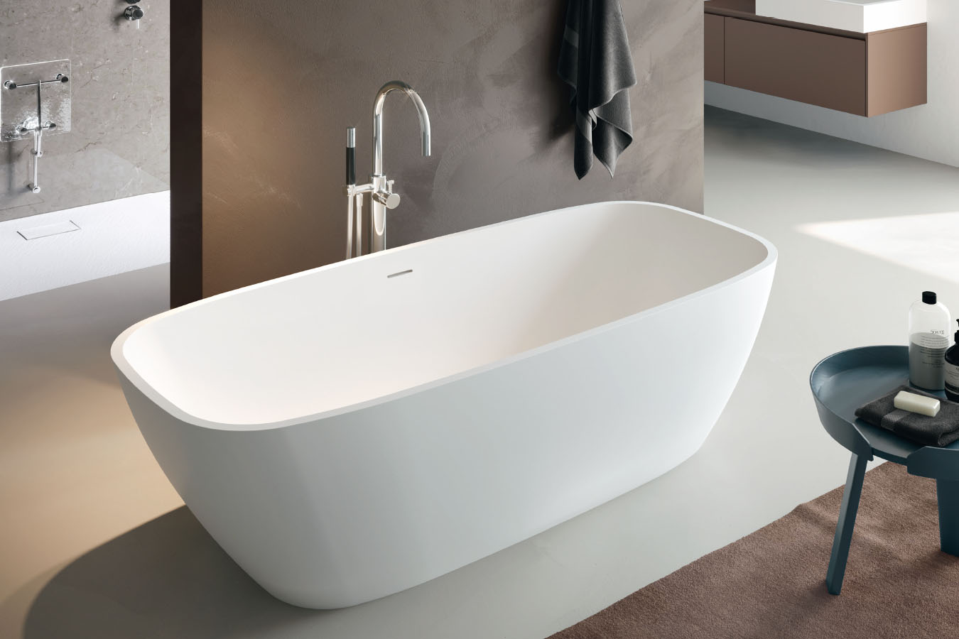 Ванны Ванна отдельностоящая 170х72х56 см из искусственного камня, донный клапан белый, ванна цвет белый глянец 