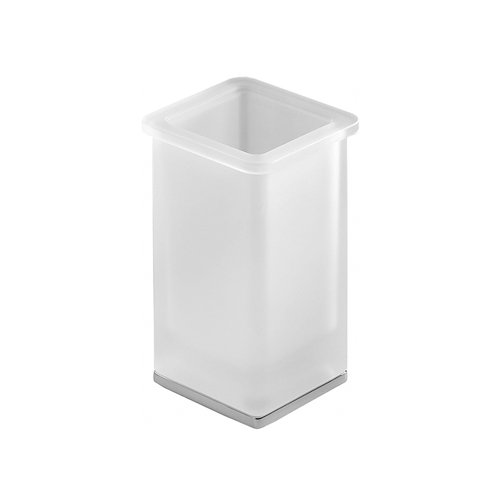 Стакан настольный, цвет хром/матовое стекло