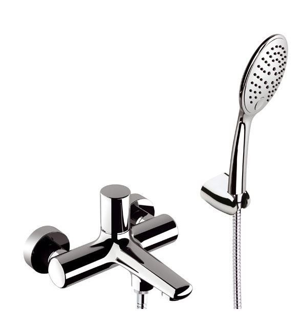 Однорычажный смеситель для ванны (излив 18,3 см), c набором для душа, цвет хром