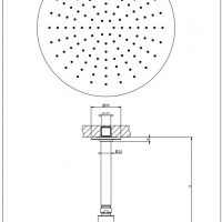 Душевая программа Потолочная душевая головка шарнирная на 1/2, D300мм, длина изготавливается под заказ (от 105 до 1855 мм), цвет: хром 