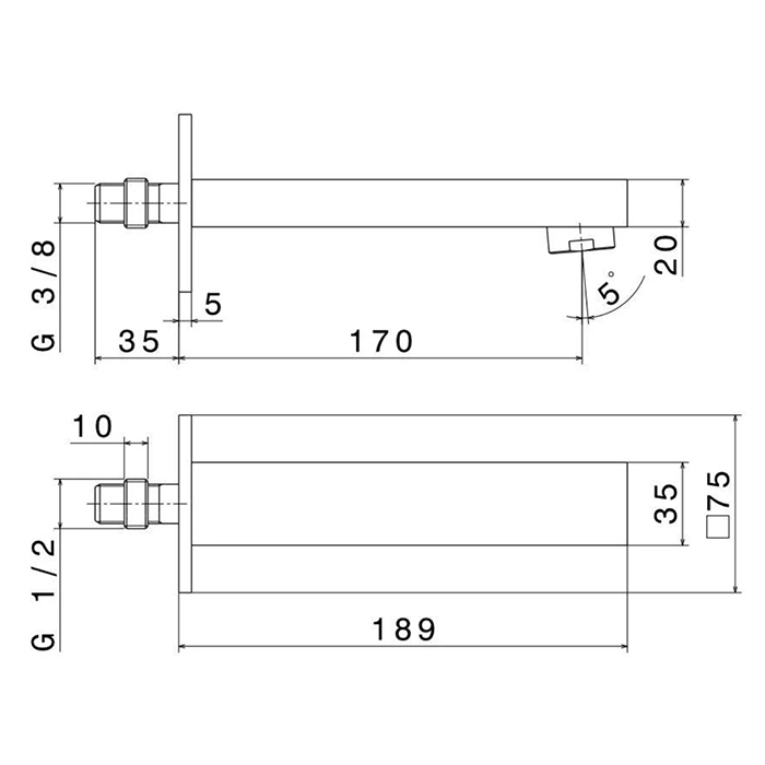 Комплектующие Настенный излив, цвет черный матовый 