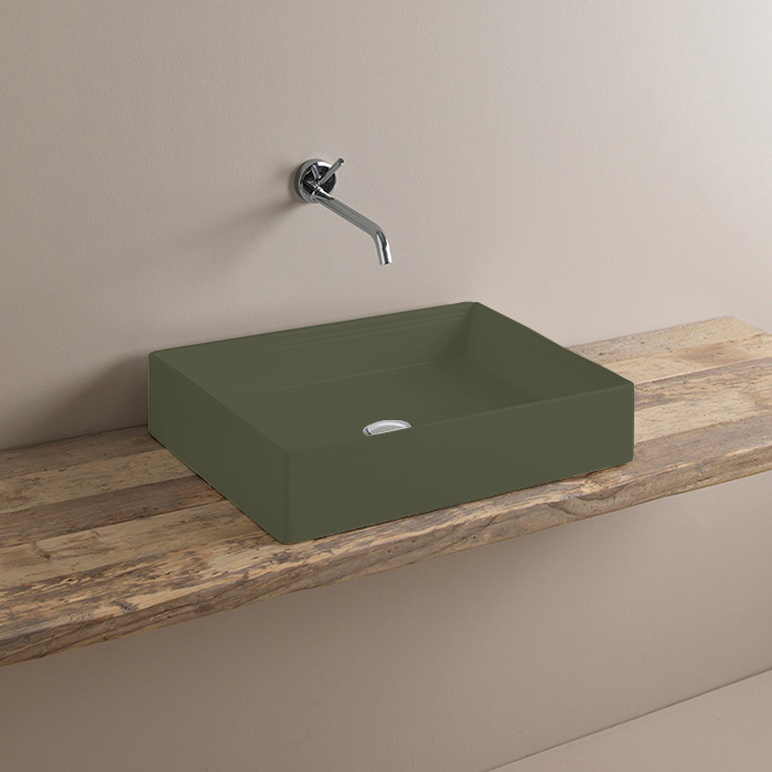 Раковина накладная 38х55 см, без отв под смеситель, без слив перелива, в комплекте с керамическим сливом, цвет цементmate