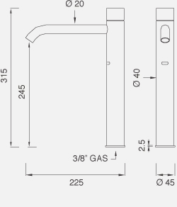 Смесители Настольный смеситель для раковины с датчиком присутствия. Высота 315 мм MIL17R 