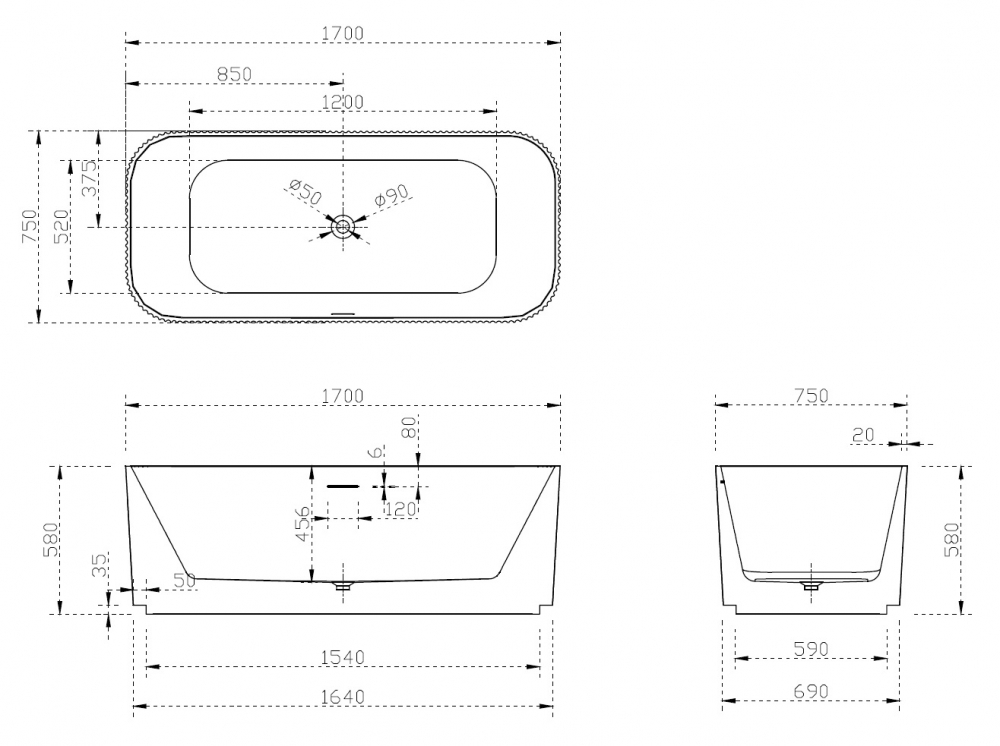 Ванны Акриловая ванна 170x75 