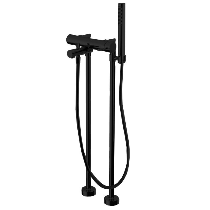 Смесители Смеситель для ванны, напольный, с ручным душем, цвет чёрный матовый 