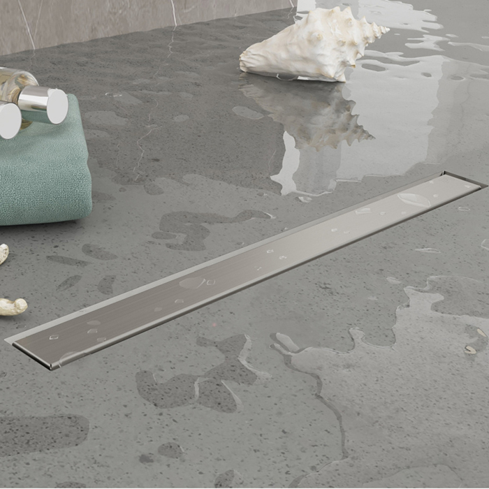 Душевые лотки и трапы Трап душевой PS LINEAR 6x90 накладка из нержавеющей стали, комбинированный затвор с горизонтальным выпуском 50 мм, 40 л/мин, брашированная нержавеющая сталь 