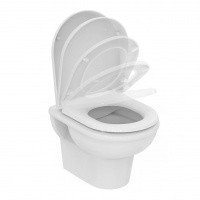 Унитазы EXACTO Подвесной безободковый унитаз с крышкой микролифт, белый 