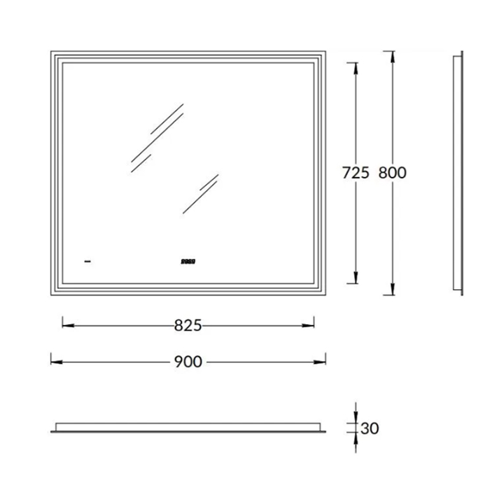 Мебель для ванной Зеркало c LED 90 с подсветкой, с функцией антизапотевание, белый глянцевый 