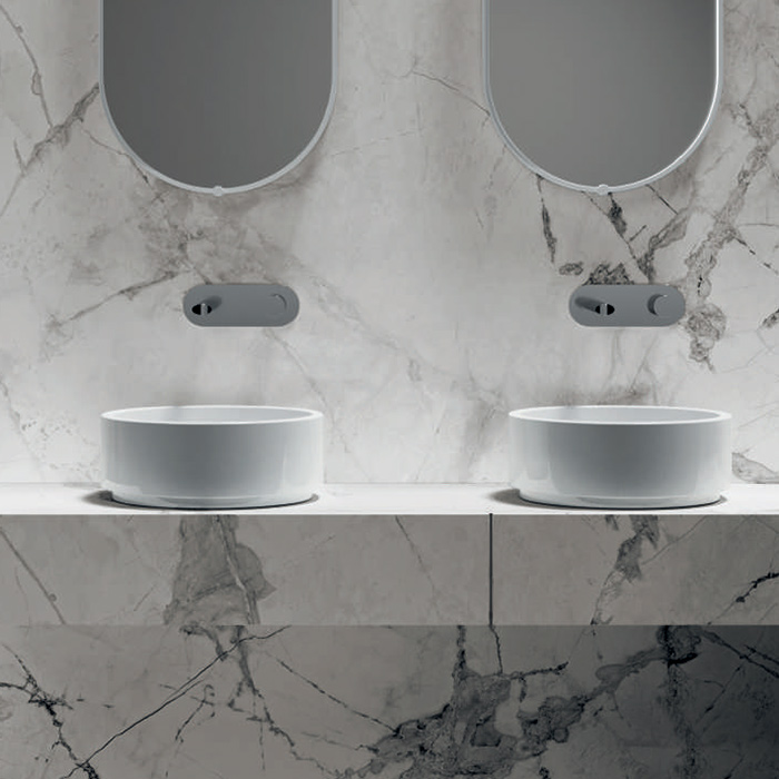 Раковина накладная круглая 40хH15 см, без отверстий под смеситель, цвет: белый