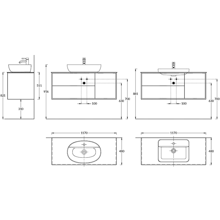 Мебель для ванной Тумба Modern подвесная 120 белый 3 ящика 