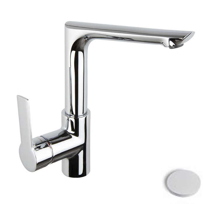 Смесители Mast Смеситель для раковины, вращающийся излив, с донным клапаном, цвет белый матовый 