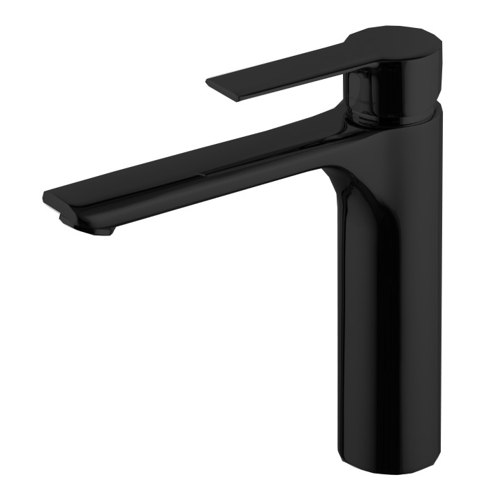 Смесители Смеситель для раковины, на 1 отверстие, высокий h: 20,5 см, цвет чёрный матовый 
