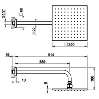 Душевая программа Верхний душ 250x250 хром 