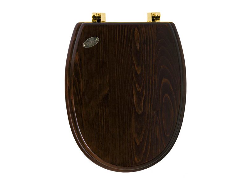 Сиденья для унитазов Сиденье для унитаза, дерево орех, петли золото 