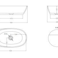 Раковины Раковина накладная 560х335, матовая, материал S-Stone 