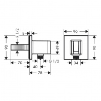 Комплектующие Шланговое подсоединение с держателем ручного душа, хром 