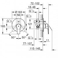 Смесители Eurosmart New 33305003 Встраиваемый смеситель для ванны (хром) 