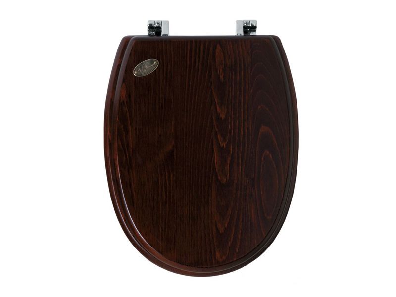 Сиденья для унитазов Сиденье для унитаза, дерево орех, петли хром 