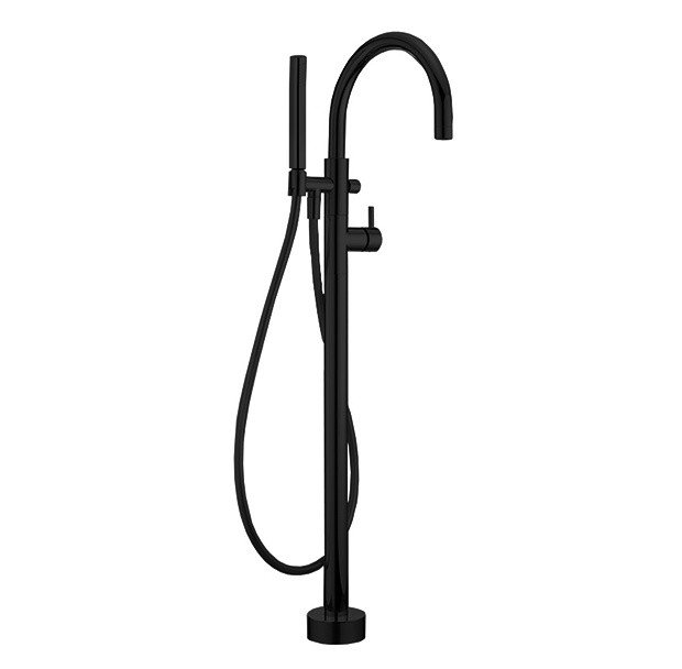  Less New Внешняя часть напольного смесителя для ванны с ручным душем со шлангом 150 см, цвет черный матовый (без внутр части ZA00451004)