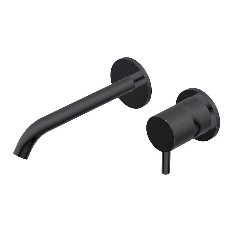 Смесители Смеситель для раковины встраеваемый, излив 19 см, цвет черный матовый 