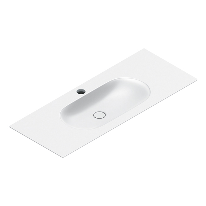 Раковины Раковина консоль 125x50, с 1 отверстием под смеситель, покрытие Cataglaze+ , цвет белый матовый 