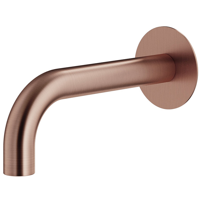 Комплектующие Излив для раковины, настенный, длина 210 мм, d24, подключение 1/2' с латунной накладкой d70, медь брашированная 