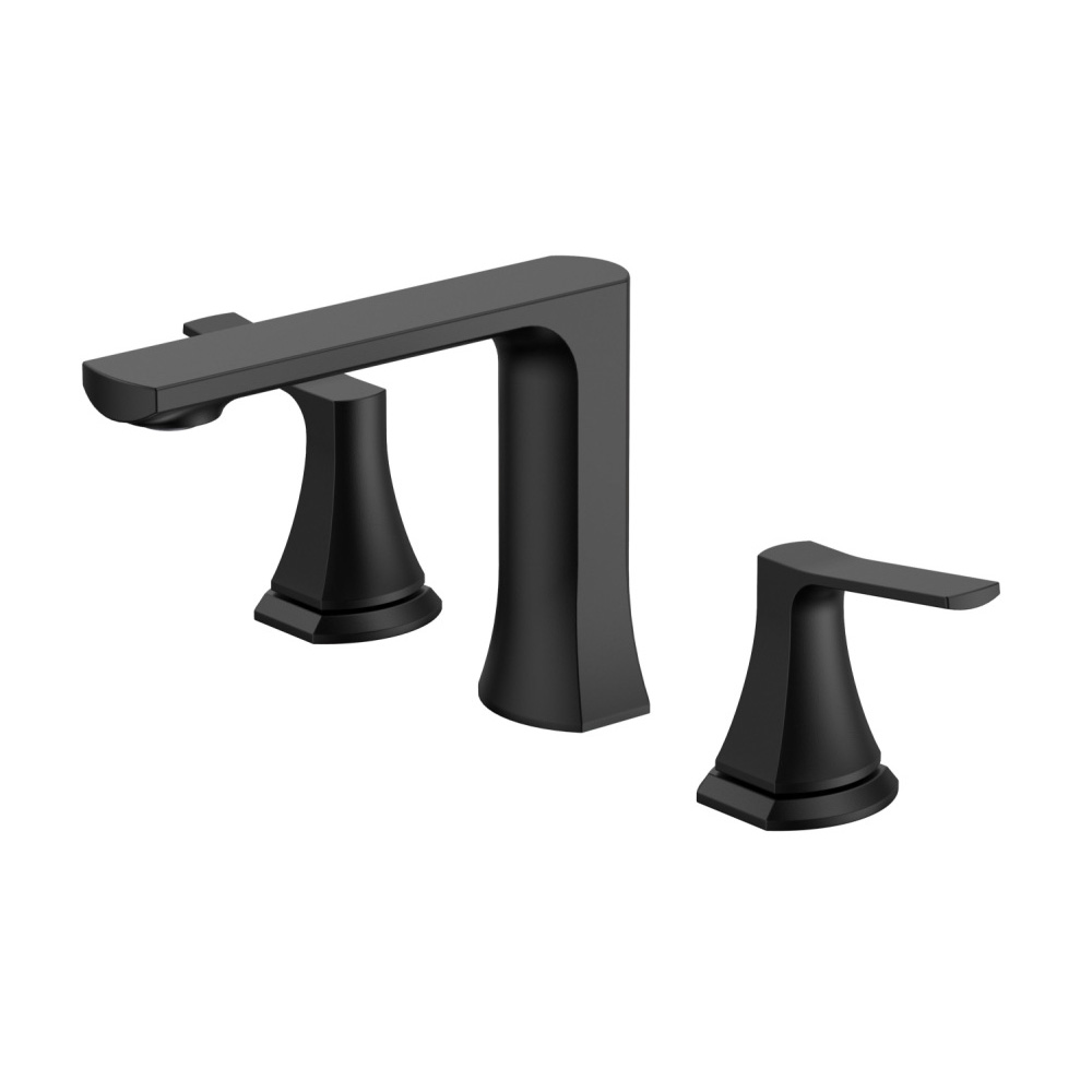 Смеситель для раковины на 3 отверстия с донным клапаном MATTE BLACK (ЧЕРНЫЙ МАТОВЫЙ)