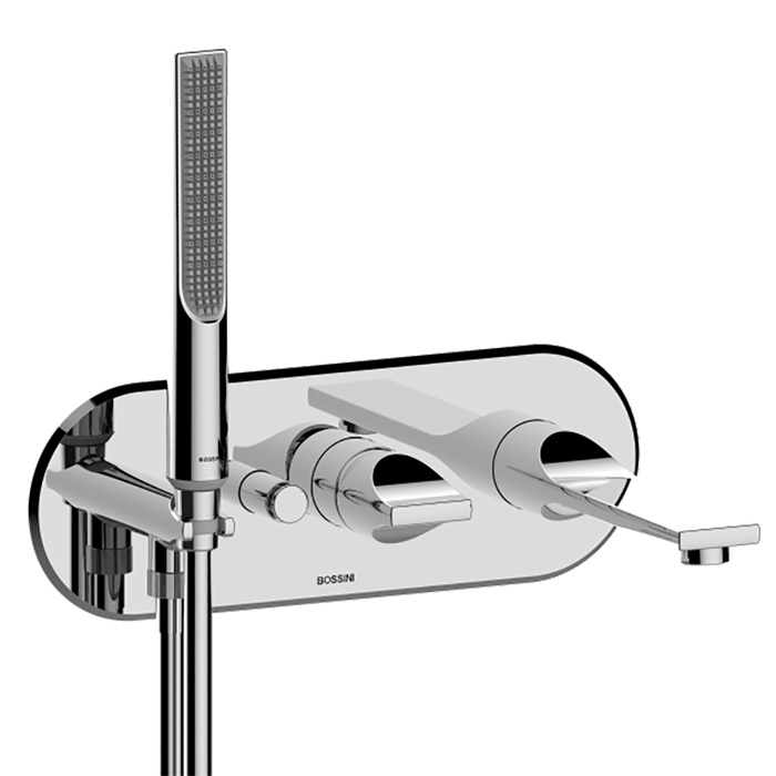 Смесители Наружная часть смесителя для ванны с изливом и душем-палочкой, на 2 потребителя, с кнопкой, для скрытой части Z00546, хром 