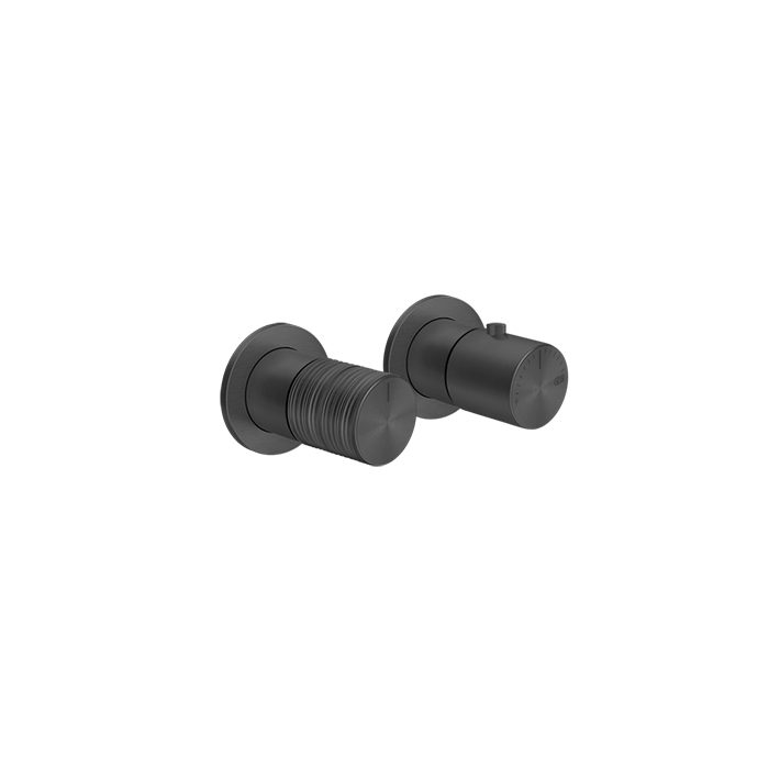 Смесители Trame Смеситель для душа, встраиваемый, термостатический, с перелючателем на 3 положения, внешняя часть, цвет: Black Metal PVD 