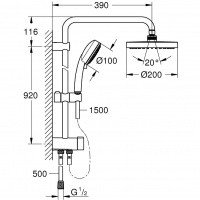 Душевая программа New Tempesta Cosmopolitan System 200 26453001 Душевая система с переключателем (хром) 