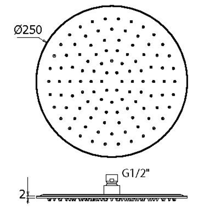 Душевая программа Верхний душ d250 из нержавеющей стали, встроенный клапан безопасности, поворотное крепление, антикальций, 2мм, хром 