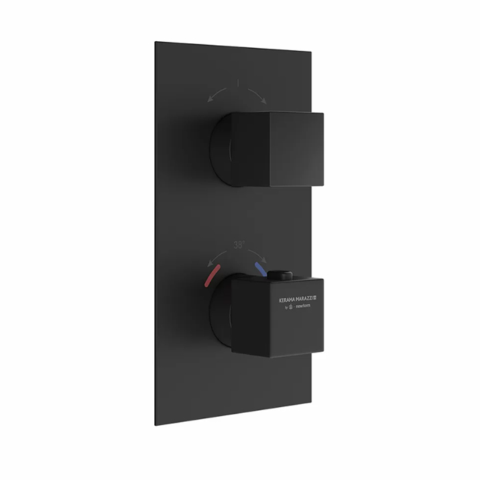 Смесители Встраиваемый термостатический смеситель для душа с регулировкой температуры, цвет черный матовый 