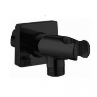 Комплектующие Подключение для душевого шланга с держателем лейки, чёрный матовый 