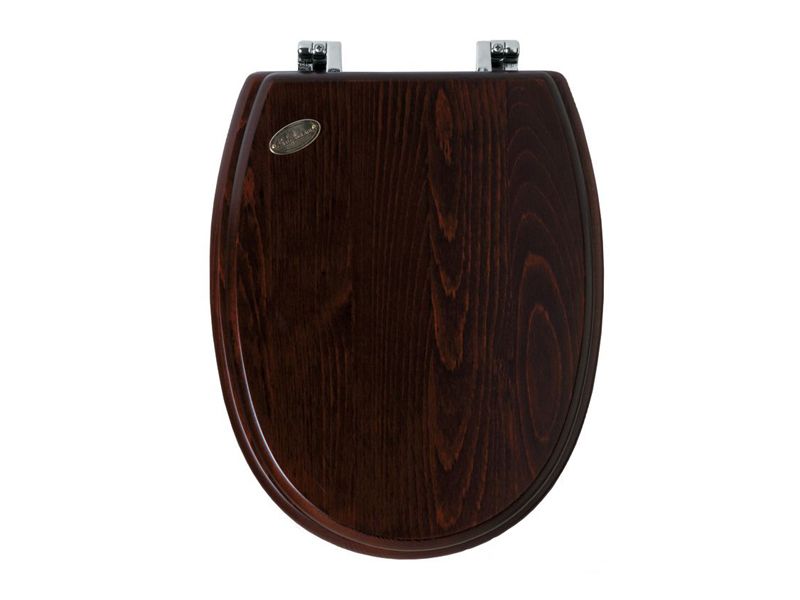 Сиденья для унитазов Сиденье для унитаза с микролифтом, дерево орех, петли хром 