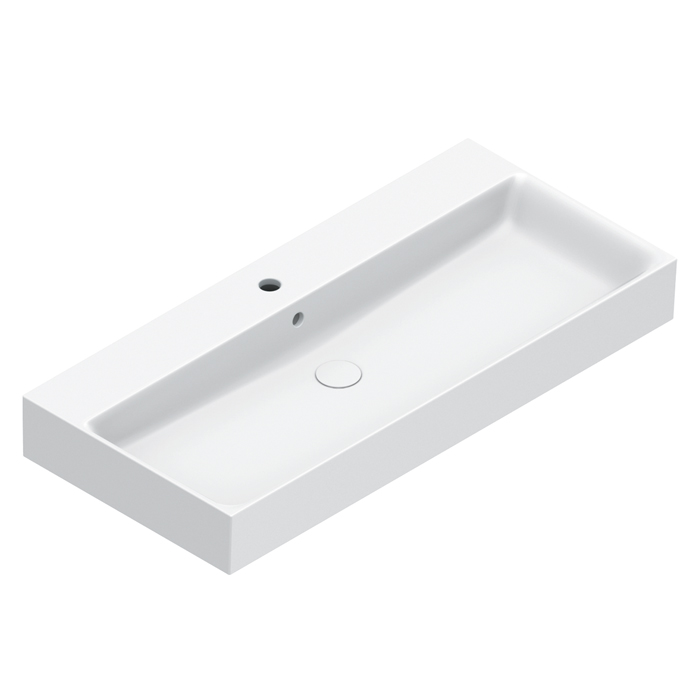 Раковины Раковина 100x47, с 1 отверстием под смеситель, покрытие Cataglaze+, цвет белый глянцевый 