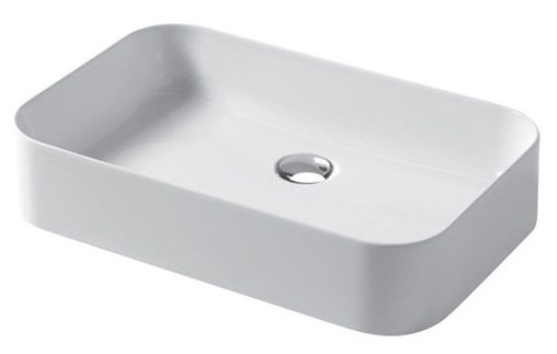 Раковины Накладная прямоугольная раковина с закругленными краями 60х38хh12 см, цвет белый глянцевый 