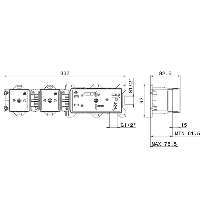 Смесители Встраиваемая часть смесителя для ванны 1/2 