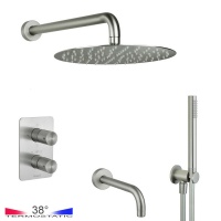 Душевая программа Душевая система с функцией наполнения ванны - комплект с термостатом, никель матовый 
