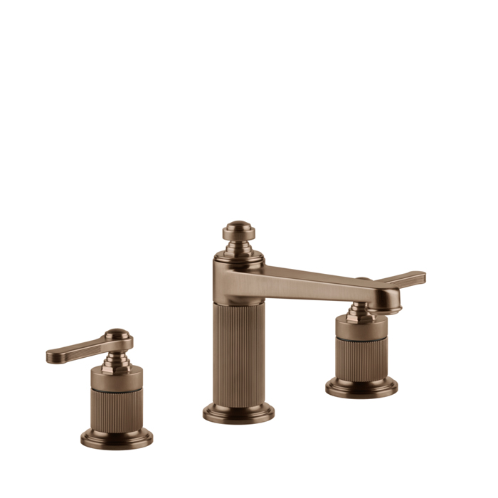 Смесители Смеситель для раковины на 3 отверстия, высота излива 98 мм, в комплекте с донным клапаном, цвет Copper Brushed PVD 