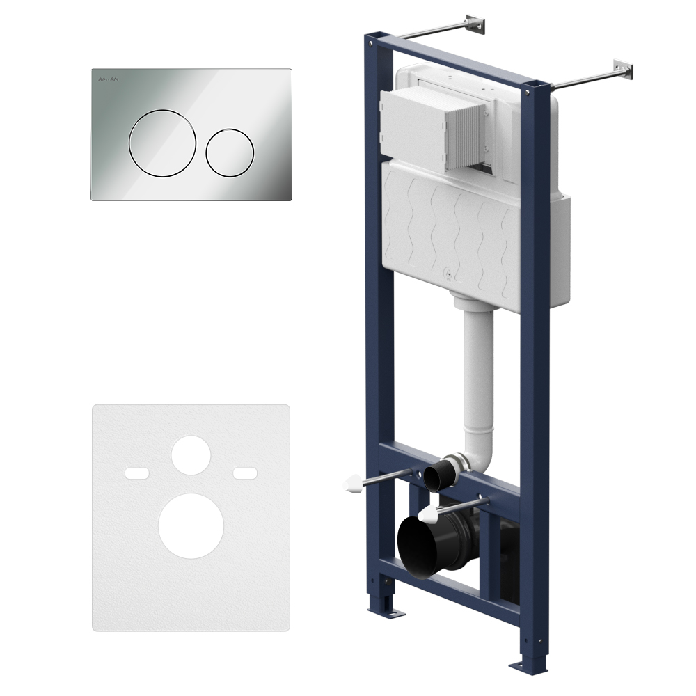 Инсталляция для подвесного унитаза с пневматич клавишей Pro L пластик, глянцевый хром