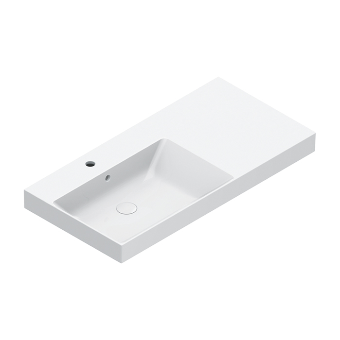 Раковины Раковина 100x50 чаша слева, с 1 отверстием под смеситель, покрытие Cataglaze+, цвет белый глянцевый 